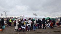 Refugees from Ukraine at the Polish border Medyka in Polonia.