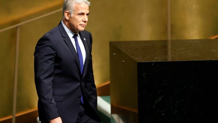 File photo of former Prime Minister Yair Lapid at the UN headquarters in New York