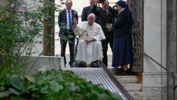 Pope Francis enters the Teutonic cemetery