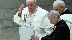 Le Pape François, au cours de l'audience générale du mercredi 18 janvier 2023, en Salle Paul VI au Vatican