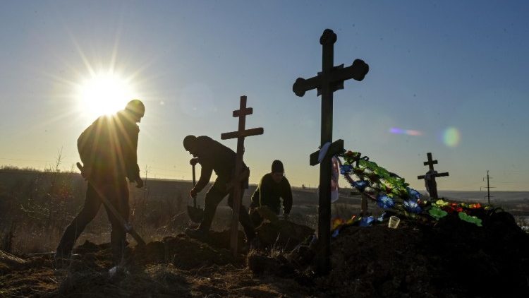 Graves in Chasiv Yar, Donetsk region, eastern Ukraine