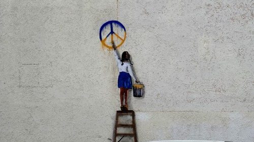 Friedens-Graffito in der Ukraine