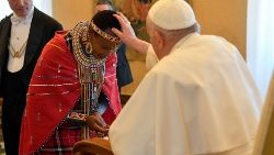 Pope Francis meeting Indigenous delegates in the Vatican