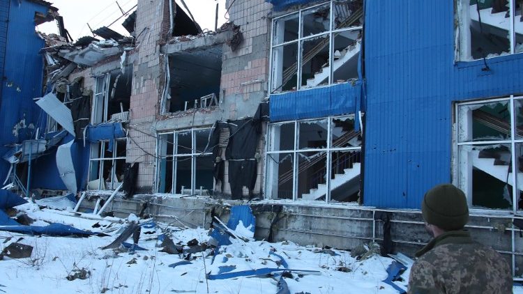 Una palestra bombardata nella regione del Donec'K