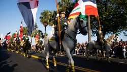 Une parade des forces armées en République dominicaine lors de la fête de l'indépendance le 27 février 2023. 