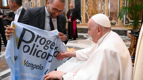 Papa Francesco riceve nel marzo 2023 i giovani del "Progetto Policoro", promosso dalla Conferenza Episcopale Italiana