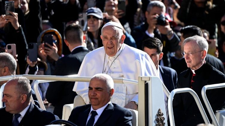 Pope Francis arrives for this Wednesday's General Audience