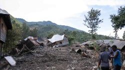 Des dégâts causés par les inondations dans le village de Bushushu, dans le territoire de Kalehe, à l'Est de la République Démocratique du Congo