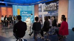 Pope Francis during the television programme by RAI, Italy's public broadcaster