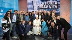 Папа падчас візіту на італьянскае грамадскае тэлебачанне RAI