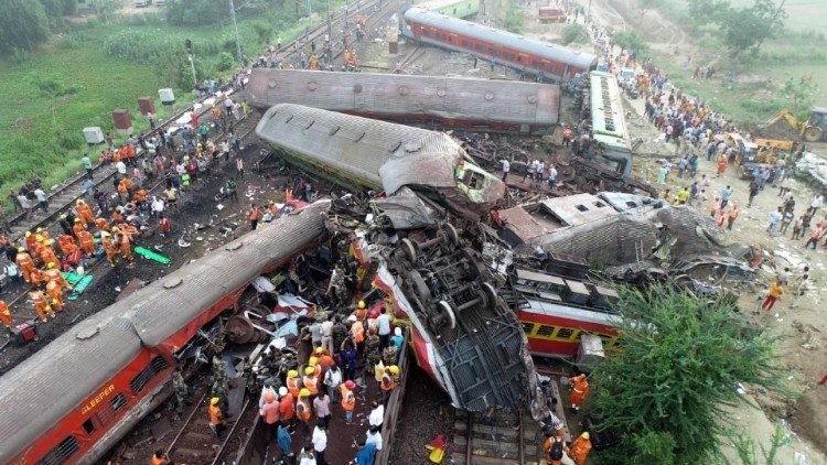 La meurtrière collision de trois trains survenue à Balasore, en Inde, le 2 juin 2023. 