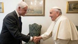 Pope Francis meets former US President Bill Clinton at the Vatican