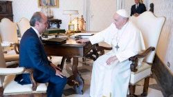 Spotkanie Papieża Franciszka z Giuseppe Contaldo, Prezydentem Odnowy w Duchu Świętym we Włoszech. 21.08.2023