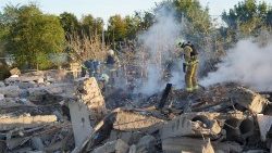 Zona bombardeada en la ciudad ucraniana de Sumy