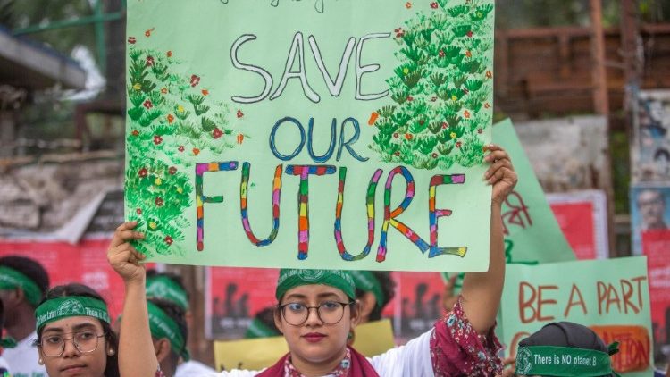 Young people in Bangladesh participate in a "Friday for Future" rally