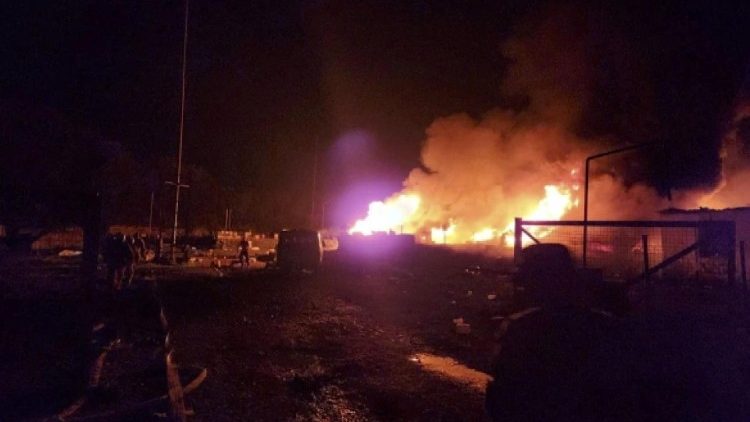 An explosion of the petrol warehouse near the Stepanakert, Nagorno-Karabakh