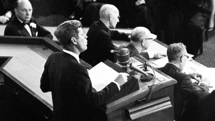 The late John F. Kennedy addresses Congress