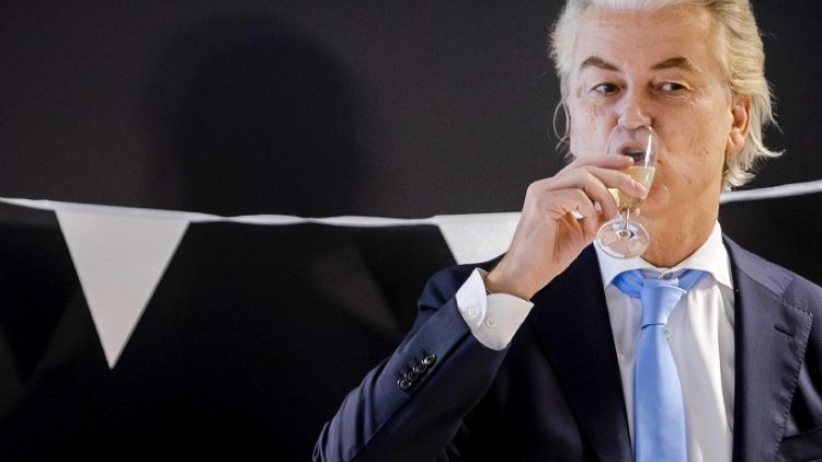 Geert Wilders attends a post-election meeting
