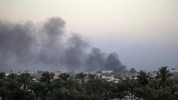 Smoke rises over the southern Gaza strip