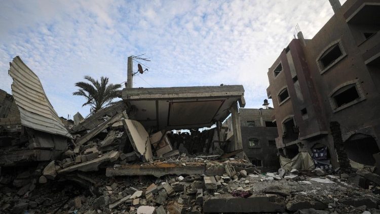 Zerstörte Häuser im Gazastreifen 100 Tage nach Beginn der israelischen Militäroperationen
