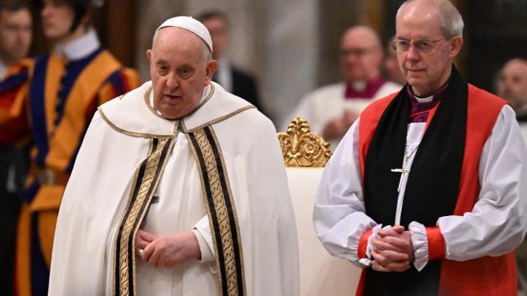 Pope Francis and Archbishop Justin Welby of Canterbury celebrating vespers on 25 January, 2024