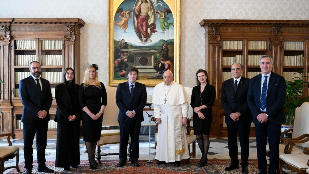 La papa Francisc, președintele Argentinei, Javier Gerardo Milei