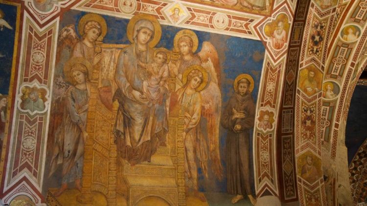 Freska "Dievmāte tronī ar Bērnu"