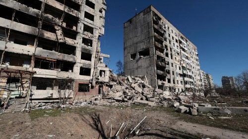Zerstörte Wohngebäude in Orichiw in der Oblast Saporischschja