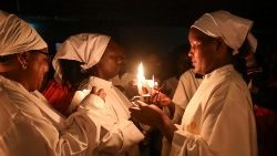 The faithful in Kenya attend Easter Vigil Mass at Queen of Apostles Catholic Church, on Holy Saturday, 