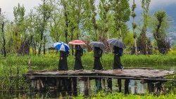 Il paesaggio del Paese asiatico del Kashmir sferzato da intense piogge 