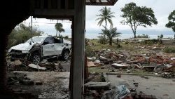 Una delle zone della provincia di Banten, Indonesia, colpita dallo tsunami