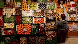 A fruit and vegetable shop in Seville, Spain. 