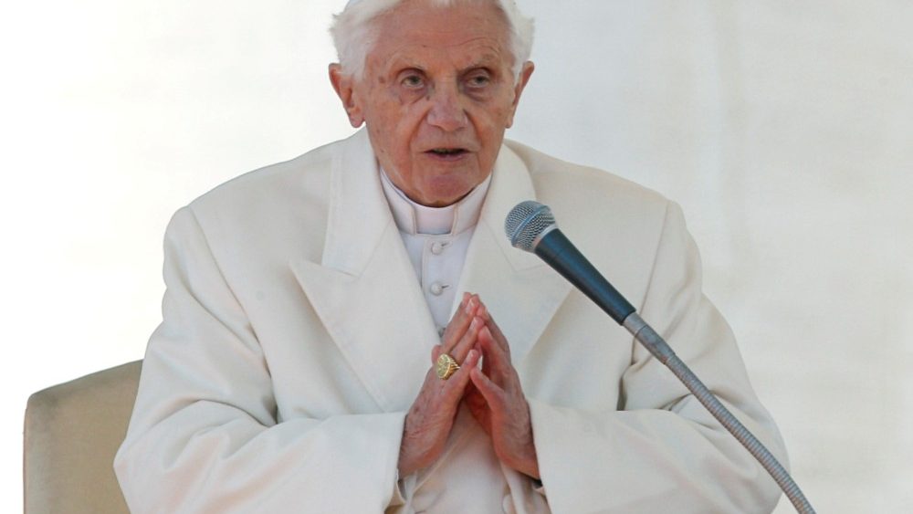 FILE PHOTO: Pope Benedict XVI finishes his last general audience in St Peter's Square at the Vatican