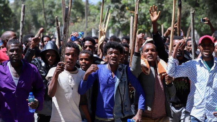 Le 24 octobre 2019, manifestation devant la résidence de Jawar Mohammed à Addis Abeba.