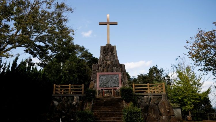 A cross on Ikitsuki Island where Japanese Catholics were executed in 1609