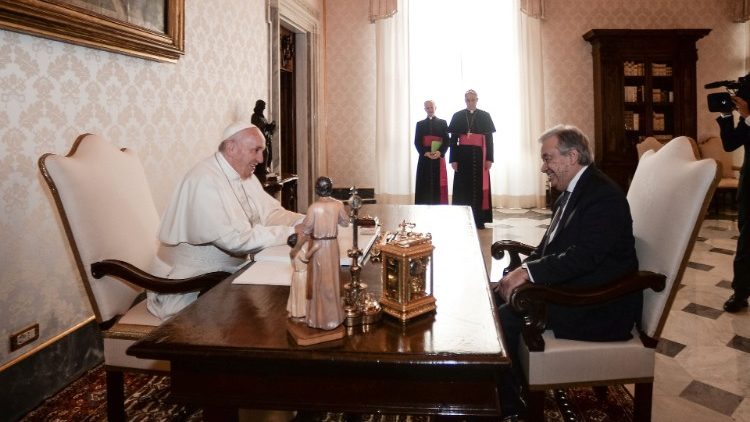 教皇フランシスコ、グレーテス国連事務総長と会見　2019年12月20日