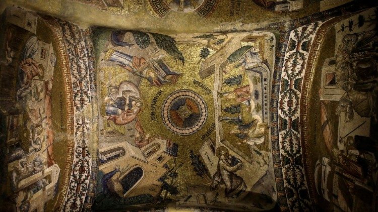 Byzantinische Mosaiken des 14. Jahrhunderts an den Wänden der Chora-Kirche
