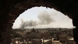 Un raid de la coalition vers Sanaa au Yémen, le 7 mars 2021. 