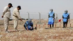 Women participate in efforts to clear landmines in Basra, Iraq