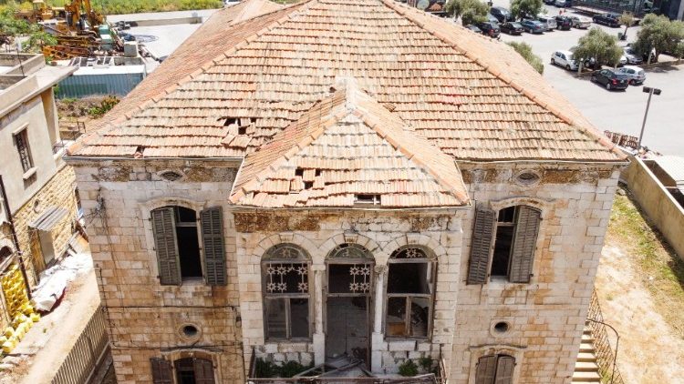 A view shows an abandoned traditional Lebanese house in Jounieh