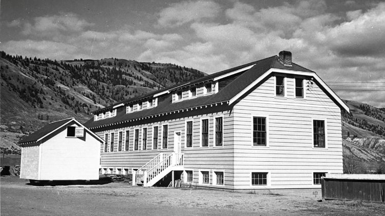 A classroom building at the Kamloops Indian Residential School in British Colombia, Canada circa 1950.