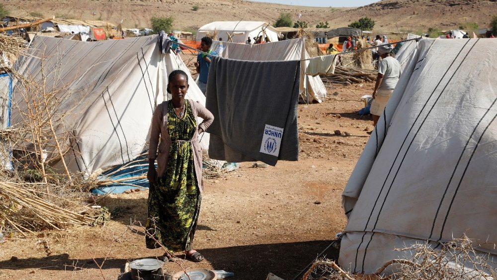 Refugiada eríope no campo de Um Rakuba