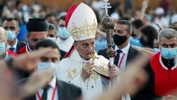 Maronite Cardinal Bechara Boutros Al-Rai celebrates Mass to mark the first anniversary of the explosion