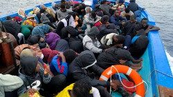 Migrants rescued by Libyan Coast Guards off the coast of Libya