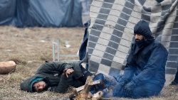 Migranten an der Grenze nach Polen, am Donnerstag