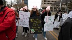 Pro-life demonstrators gathering in Dallas for Right To Life March on 15 January 2022
