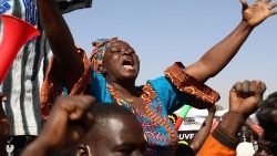 Bei einer Demonstration in Burkina Faso (Januar 2022)
