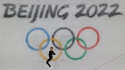 Pista de patinação no gelo, em Pequim, onde se realizarão as Olimpíadas de Inverno 2022