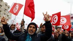 Manifestation dans les rues de Tunis, le 20 mars 2022. 