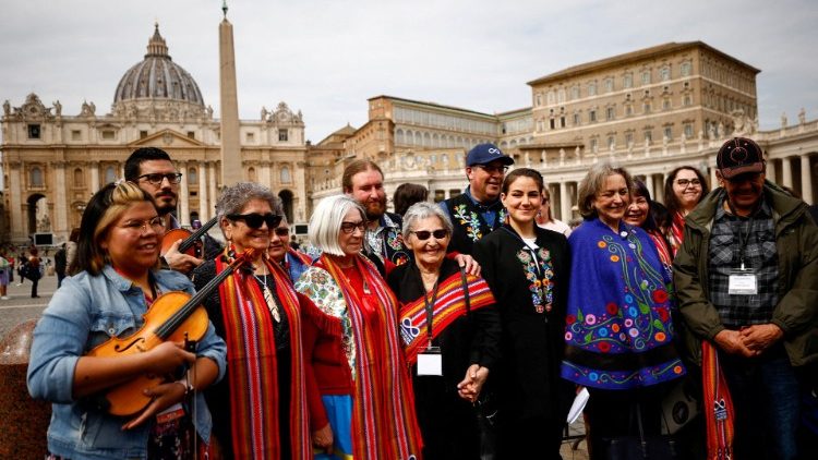 Representatives of the Métis Nation after meeting with Pope Francis on Monday 28 March 2022